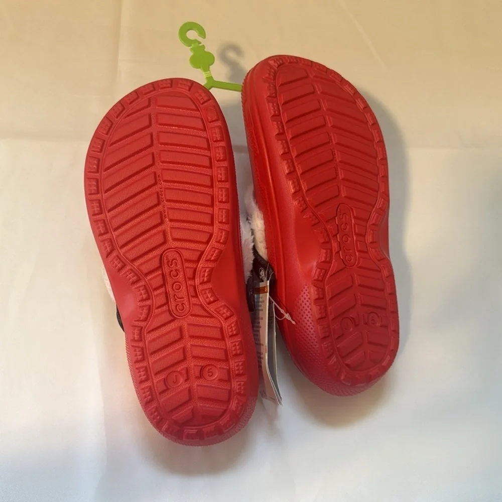 CROCS Red and White Cozy Slippers Kids size